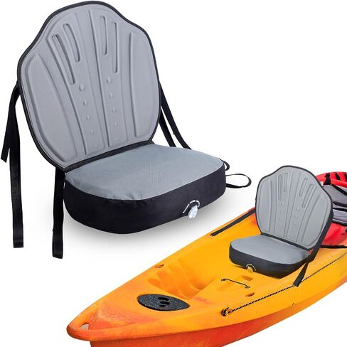 Inflatable Kayak Seats with Back Support Comfortable Thickened Kayak Seat Adjustable Paddle Board Seat Detachable Chair for Paddle Board Canoe SUP Fishing Boat Accessories Black and Gray in Saudi Arabia