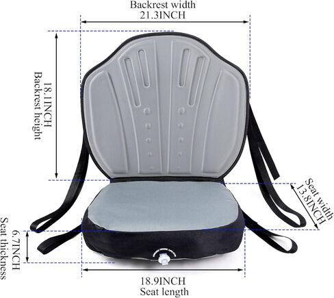 Inflatable Kayak Seats with Back Support Comfortable Thickened Kayak Seat Adjustable Paddle Board Seat Detachable Chair for Paddle Board Canoe SUP Fishing Boat Accessories Black and Gray in Saudi Arabia