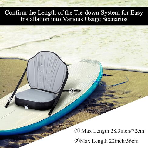 Inflatable Kayak Seats with Back Support Comfortable Thickened Kayak Seat Adjustable Paddle Board Seat Detachable Chair for Paddle Board Canoe SUP Fishing Boat Accessories Black and Gray in Saudi Arabia