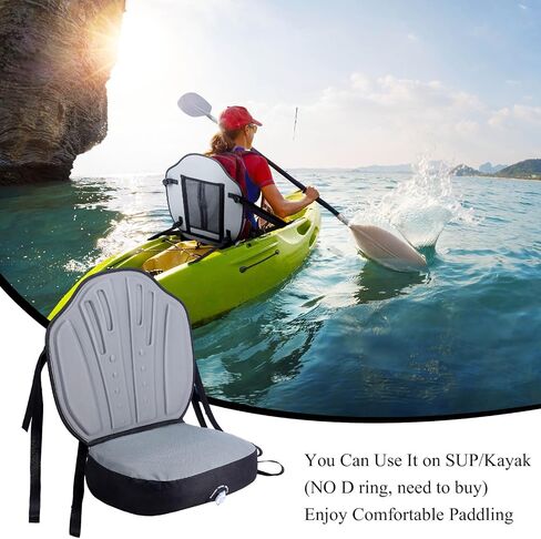 Inflatable Kayak Seats with Back Support Comfortable Thickened Kayak Seat Adjustable Paddle Board Seat Detachable Chair for Paddle Board Canoe SUP Fishing Boat Accessories Black and Gray in Saudi Arabia
