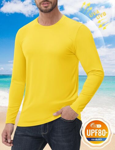 KEFITEVD Men's Sun Protection Shirts UV SPF UPF 80+ Long Sleeve Rash Guard Fishing Running Shirts Quick Dry Lightweight Shirt in Saudi Arabia