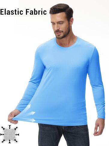 KEFITEVD Men's Sun Protection Shirts UV SPF UPF 80+ Long Sleeve Rash Guard Fishing Running Shirts Quick Dry Lightweight Shirt in Saudi Arabia