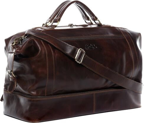 حقيبة سفر SID & VAIN مقصورة ذكية KINGSTON XL لعطلة نهاية الأسبوع من الجلد الحقيقي حقيبة واق من المطر حقيبة جلدية للرجال باللون البني in Kuwait