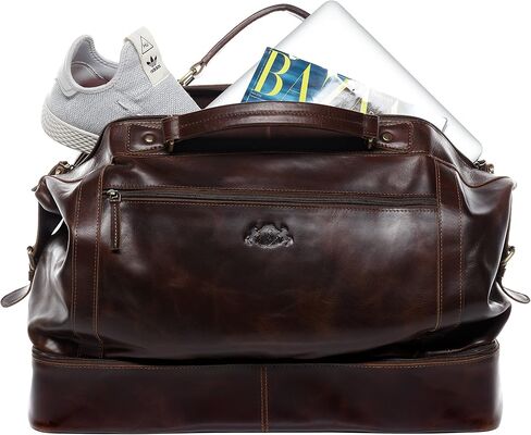 حقيبة سفر SID & VAIN مقصورة ذكية KINGSTON XL لعطلة نهاية الأسبوع من الجلد الحقيقي حقيبة واق من المطر حقيبة جلدية للرجال باللون البني in Kuwait