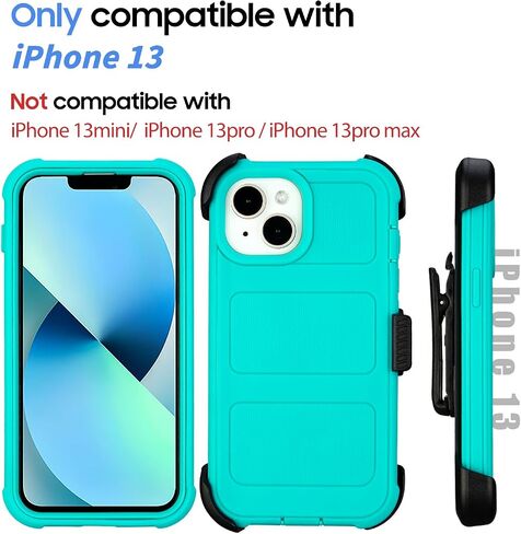 حافظة Defender iPhone 13 مع مشبك، لحافظة iPhone 13 مع مسند، لحافظة هاتف iPhone 13 شديدة التحمل، متينة بطبقتين من المتين، مضادة للسقوط لحافظة الهاتف iPhone 13 حافظة واقية (أسود) in Kuwait