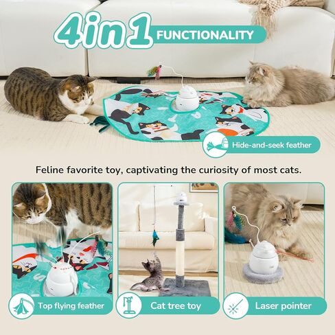 CATISM Cat Toys, Interactive Cat Toys for Indoor Cats, Automatic Cat Toy, 4-in-1 Hide and Seek Kitten Wand Toy, Cat Toys Self Play, Funny Chase Feather for Indoor Exercise in Kuwait