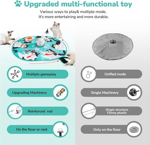 CATISM Cat Toys, Interactive Cat Toys for Indoor Cats, Automatic Cat Toy, 4-in-1 Hide and Seek Kitten Wand Toy, Cat Toys Self Play, Funny Chase Feather for Indoor Exercise in Kuwait