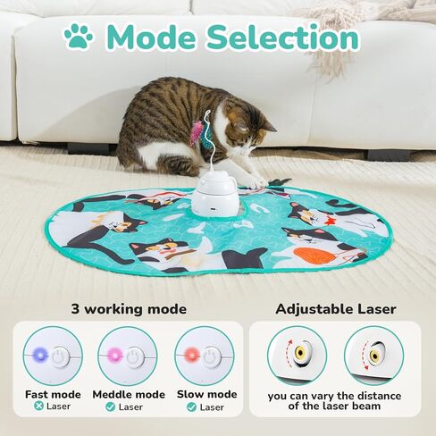 CATISM Cat Toys, Interactive Cat Toys for Indoor Cats, Automatic Cat Toy, 4-in-1 Hide and Seek Kitten Wand Toy, Cat Toys Self Play, Funny Chase Feather for Indoor Exercise in Kuwait