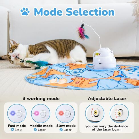 CATISM Cat Toys, Interactive Cat Toys for Indoor Cats, Automatic Cat Toy, 4-in-1 Hide and Seek Kitten Wand Toy, Cat Toys Self Play, Funny Chase Feather for Indoor Exercise in Kuwait