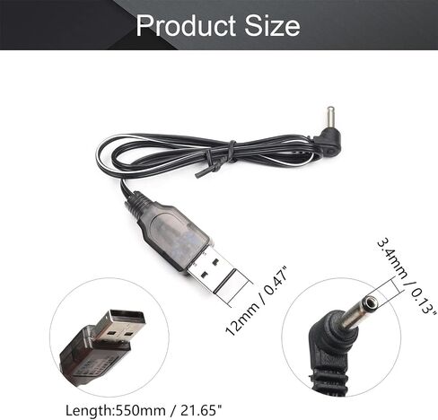 Fielect SM-2P Positive USB Charging Cable for RC Car 3.6V 250mA Ni-MH Ni-CD Battery 2Pcs in Saudi Arabia