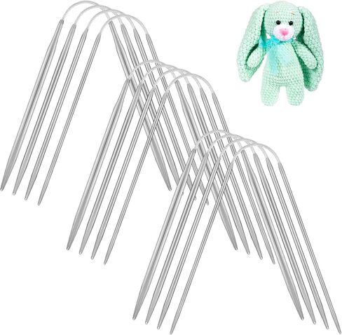 Lusofie 12Pcs Circular Knitting Needles Set Stainless Steel 8.3 inch Round Knitting Needles Flexible Circular Needles for Socks Sweaters Hats Scarf Crochet DIY(4 Sizes) in Saudi Arabia