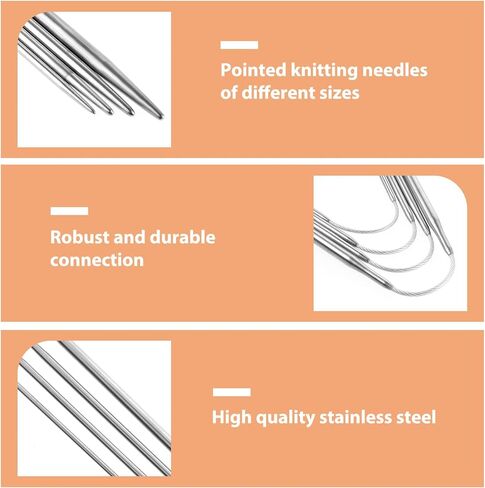 Lusofie 12Pcs Circular Knitting Needles Set Stainless Steel 8.3 inch Round Knitting Needles Flexible Circular Needles for Socks Sweaters Hats Scarf Crochet DIY(4 Sizes) in Saudi Arabia