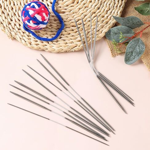 Lusofie 12Pcs Circular Knitting Needles Set Stainless Steel 8.3 inch Round Knitting Needles Flexible Circular Needles for Socks Sweaters Hats Scarf Crochet DIY(4 Sizes) in Saudi Arabia