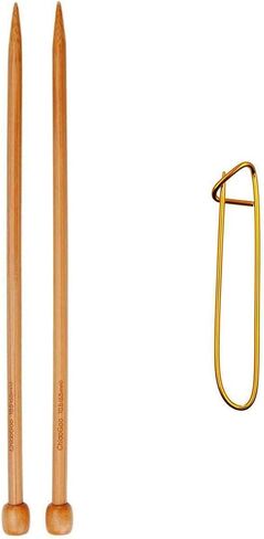 ChiaoGoo Knitting Needles Straight 9 inch (23cm) Bamboo Dark Patina Size US 8 (5mm) Bundle with 1 Artsiga Crafts Stitch Holder 1031-8 in Saudi Arabia