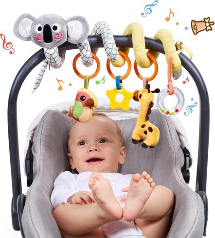 TUMAMA 2 in 1 Spiral Car Seat Toys Arch Stroller Toy Baby Hanging Toys with Clip Adjustable Detachable Sensory Travel Crib Bouncer Bassinet Activity Toys for Babies 0 3 6 9 12 24 Months in Kuwait
