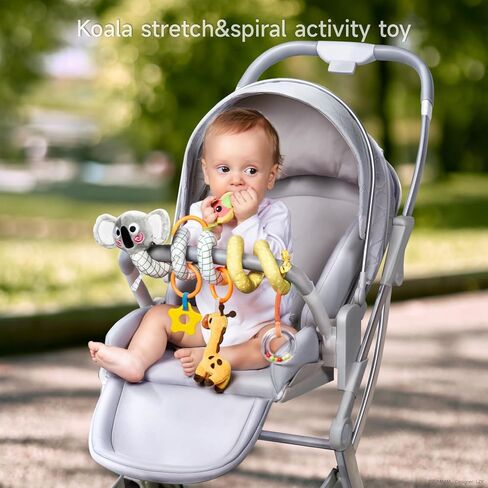 TUMAMA 2 in 1 Spiral Car Seat Toys Arch Stroller Toy Baby Hanging Toys with Clip Adjustable Detachable Sensory Travel Crib Bouncer Bassinet Activity Toys for Babies 0 3 6 9 12 24 Months in Kuwait
