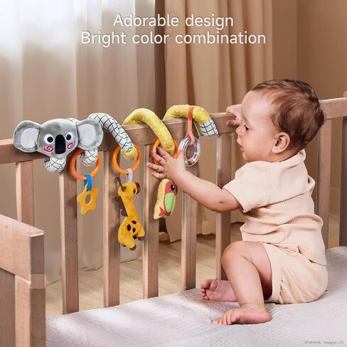TUMAMA 2 in 1 Spiral Car Seat Toys Arch Stroller Toy Baby Hanging Toys with Clip Adjustable Detachable Sensory Travel Crib Bouncer Bassinet Activity Toys for Babies 0 3 6 9 12 24 Months in Kuwait