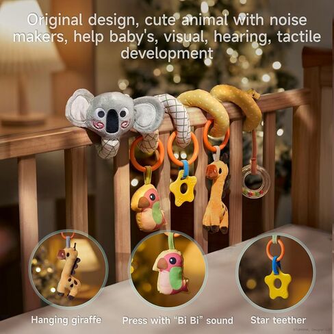 TUMAMA 2 in 1 Spiral Car Seat Toys Arch Stroller Toy Baby Hanging Toys with Clip Adjustable Detachable Sensory Travel Crib Bouncer Bassinet Activity Toys for Babies 0 3 6 9 12 24 Months in Kuwait
