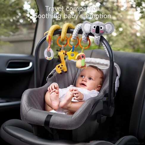 TUMAMA 2 in 1 Spiral Car Seat Toys Arch Stroller Toy Baby Hanging Toys with Clip Adjustable Detachable Sensory Travel Crib Bouncer Bassinet Activity Toys for Babies 0 3 6 9 12 24 Months in Kuwait