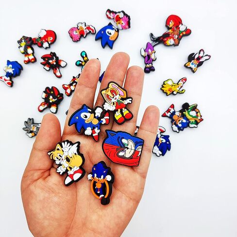 28 قطعة من حليات Roubeko Sonìc، حلية حذاء Sonìc، إكسسوارات حذاء القنفذ الساحرة، حلية لطيفة، حلية Sonìc للنساء والأطفال والبنات والأولاد والأطفال. in Kuwait