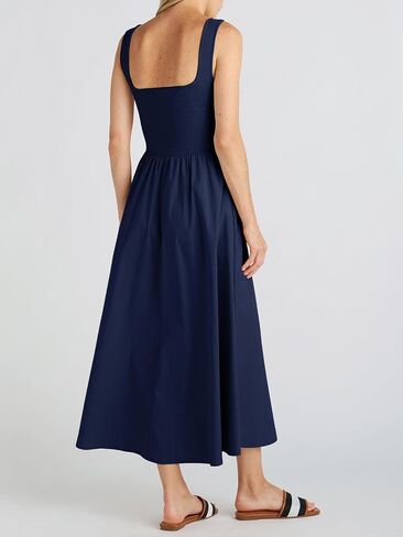 Women's Maxi Dress Summer Sleeveless Swing Sundress Casual Loose Tank Long Dresses with Pockets in Saudi Arabia