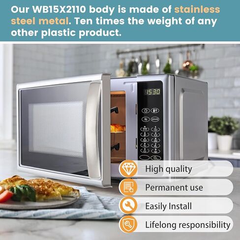 ترقية WB15X21101 مقبض فرن الميكروويف قطع غيار من الفولاذ المقاوم للصدأ، استبدل AP5790530، PS8754188 مقبض باب فرن الميكروويف، متوافق مع ge JVM316، PSA912، PSA9240، PVM9179 in Kuwait