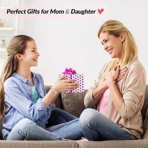 هدايا عيد الأم من ASKRAIN، قطعتان من الأساور المخصصة للأم والابنة، هدية مصنوعة يدويًا على شكل قلب للأم والابنة مع بطاقة ذات معنى in Kuwait