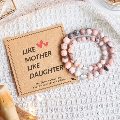 هدايا عيد الأم من ASKRAIN، قطعتان من الأساور المخصصة للأم والابنة، هدية مصنوعة يدويًا على شكل قلب للأم والابنة مع بطاقة ذات معنى in Kuwait