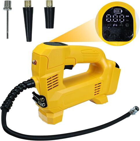 منفاخ إطارات لاسلكي لبطارية ديوالت 20 فولت ليثيوم أيون كحد أقصى، مضخة هواء 60 وات مع ضوء LED، ضاغط هواء محمول 150 رطل لكل بوصة مربعة مع مقياس ضغط رقمي للسيارة/الشاحنة/الدراجات/الكرة (بدون بطارية) in Kuwait
