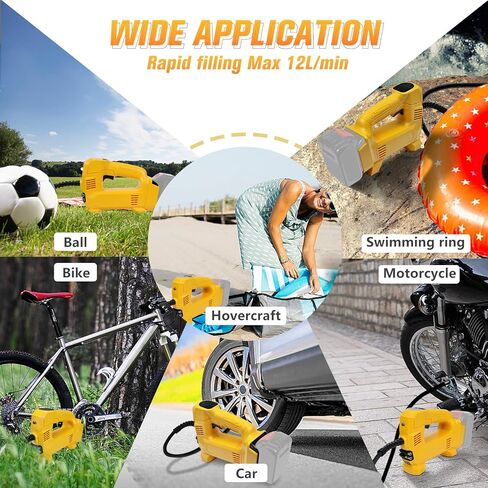 منفاخ إطارات لاسلكي لبطارية ديوالت 20 فولت ليثيوم أيون كحد أقصى، مضخة هواء 60 وات مع ضوء LED، ضاغط هواء محمول 150 رطل لكل بوصة مربعة مع مقياس ضغط رقمي للسيارة/الشاحنة/الدراجات/الكرة (بدون بطارية) in Kuwait