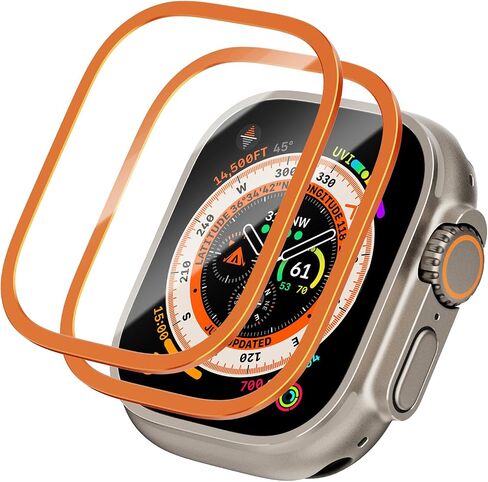 Lovandare 2 Pack for Apple Watch Ultra 2/1 Screen Protector 49mm, Tempered Glass Protector with Titanium Alloy Frame, Military Grade Protection, Touch Sensitive Lightweight Protective Film for Ultra. in Saudi Arabia