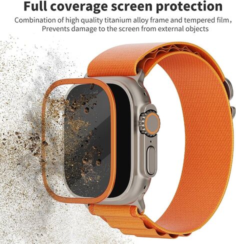 Lovandare 2 Pack for Apple Watch Ultra 2/1 Screen Protector 49mm, Tempered Glass Protector with Titanium Alloy Frame, Military Grade Protection, Touch Sensitive Lightweight Protective Film for Ultra. in Saudi Arabia