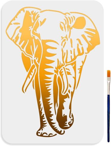 MAYJOYDIY Elephant Stencil 11.7×8.3inch Large Forest Animals Painting Stencil with Paint Brush Reusable Jungle Animal Drawing Templates for Wood Canvas Paper Fabric Wall Glass in Saudi Arabia