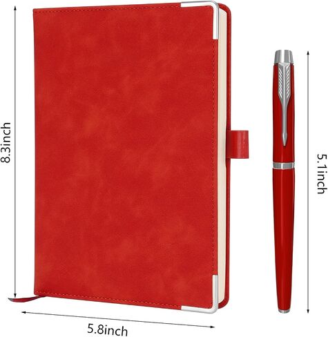 AYZ Faux Leather Notebook Journal with Pen - 100 Pages, Smooth Writing - Ideal for Students and Professionals-red in Saudi Arabia