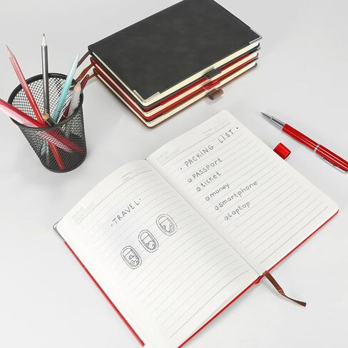 AYZ Faux Leather Notebook Journal with Pen - 100 Pages, Smooth Writing - Ideal for Students and Professionals-red in Saudi Arabia