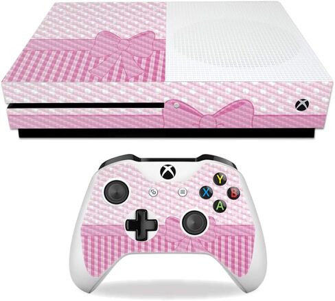 MightySkins Carbon Fiber Skin for Microsoft Xbox One S - Pink Present | Protective, Durable Textured Carbon Fiber Finish | Easy to Apply, Remove, and Change Styles | Made in The USA in Saudi Arabia