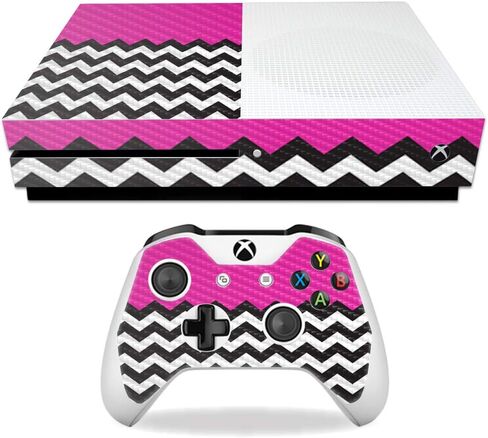 MightySkins Carbon Fiber Skin for Microsoft Xbox One S - Pink Present | Protective, Durable Textured Carbon Fiber Finish | Easy to Apply, Remove, and Change Styles | Made in The USA in Saudi Arabia
