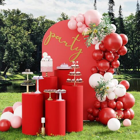 YRDKB Cylinder Pedestal Stands Cover - 5PCS Red Spandex Cylinder Covers Metal Elastic Cylinder Pedestal Stands Cover for Weddings Decorations(Set of 5) in Saudi Arabia