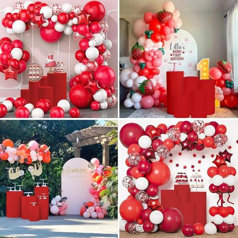 YRDKB Cylinder Pedestal Stands Cover - 5PCS Red Spandex Cylinder Covers Metal Elastic Cylinder Pedestal Stands Cover for Weddings Decorations(Set of 5) in Saudi Arabia