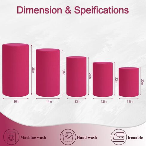 YRDKB Cylinder Pedestal Stands Cover - 5PCS Red Spandex Cylinder Covers Metal Elastic Cylinder Pedestal Stands Cover for Weddings Decorations(Set of 5) in Saudi Arabia