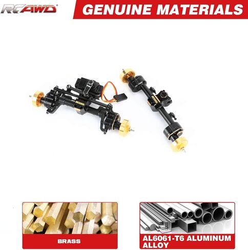 RCAWD Brass SCX24 Portal Axle Set with 12T Servo for Wrangler Bronco Gladiator C10 Deadbolt Upgrades, 6mm Extended Axle Shaft for Wider Chassis Bigger Wheel, 12T Gear Up 30% Speed for Axial SCX24 in Saudi Arabia