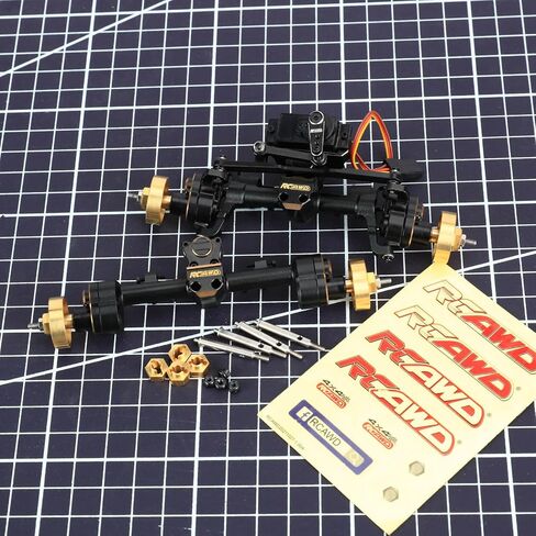 RCAWD Brass SCX24 Portal Axle Set with 12T Servo for Wrangler Bronco Gladiator C10 Deadbolt Upgrades, 6mm Extended Axle Shaft for Wider Chassis Bigger Wheel, 12T Gear Up 30% Speed for Axial SCX24 in Saudi Arabia