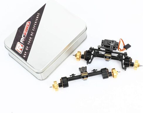 RCAWD Brass SCX24 Portal Axle Set with 12T Servo for Wrangler Bronco Gladiator C10 Deadbolt Upgrades, 6mm Extended Axle Shaft for Wider Chassis Bigger Wheel, 12T Gear Up 30% Speed for Axial SCX24 in Saudi Arabia