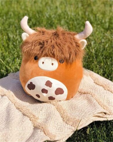 18 '' بقرة المرتفعات الاسكتلندية القطيفة اللعب لطيف لينة بقرة المرتفعات محشوة الحيوان وسادة kawaii براون رقيق البقرة Plushie للأطفال الفتيات الفتيان عيد ميلاد عيد الحب in Kuwait