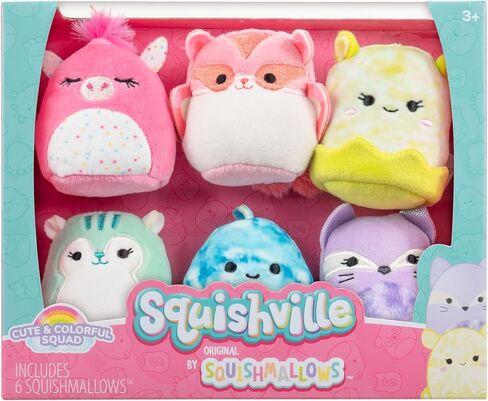 Squishville by Original Squishmallows Cute & Colorful Squad Plush - Six 2-Inch Squishmallows Plush Including Annalise, Duna, Fuyuki, Danika, Lemora, and Rayn - Toys for Kids in Saudi Arabia