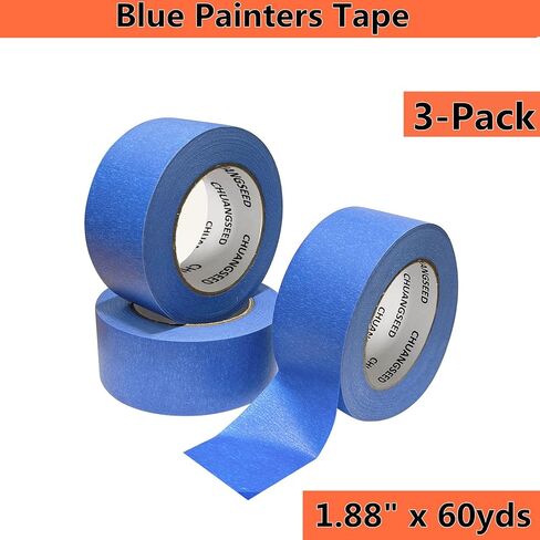 CHUANGSEED 3-Pack Green Painters Tape 1.88 Inches x 60 Yards Blue Masking Tape Bulk - Sharp Edge Line Technology, Produces Sharp Lines Residue-Free and Artisan Grade Wall Trim Tape in Saudi Arabia