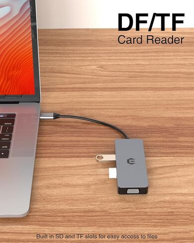 موزع USB C، محطة إرساء TOTU 6 في 1 محول USB C مع مخرج HDMI 4K، VGA، 2 USB 3.0، قارئ بطاقة SD/TF لأجهزة الكمبيوتر المحمولة USB C وأجهزة أخرى من النوع C in Kuwait