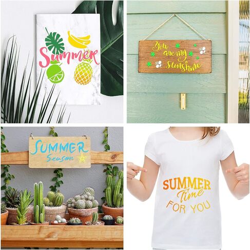11 Pieces Beach Stencil Tropical Hawaiian Stencils Summer Theme Stencils for Painting on Wood Reusable Painting Stencil Template for DIY Notebook Wood Signs Greeting Card Canvas Scrapbook, 2 Sizes in Saudi Arabia