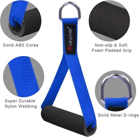 Coolrunner زوجان من مقابض شريط المقاومة، مقابض حزام اللياقة البدنية، تصميم واسع، مقابض كابلات شديدة التحمل مع نوى ABS صلبة، حلقات D ملحومة ذات قياس ثقيل (مجموعة مكونة من 4 قطع) in Kuwait