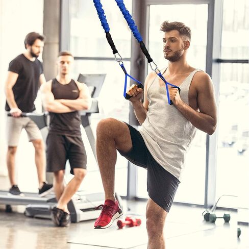 Coolrunner زوجان من مقابض شريط المقاومة، مقابض حزام اللياقة البدنية، تصميم واسع، مقابض كابلات شديدة التحمل مع نوى ABS صلبة، حلقات D ملحومة ذات قياس ثقيل (مجموعة مكونة من 4 قطع) in Kuwait